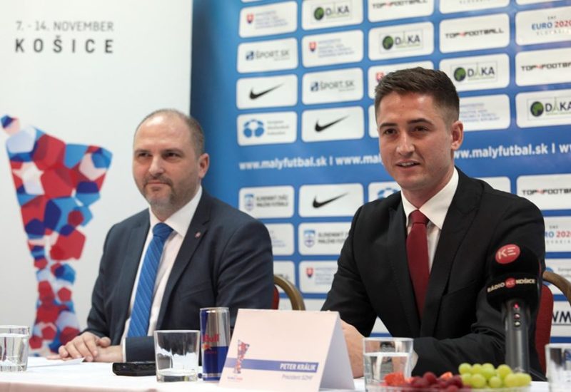 Mayor of Kosice Jaroslav Polaček and Peter Kralik President of the Slovak Minifootball Association
